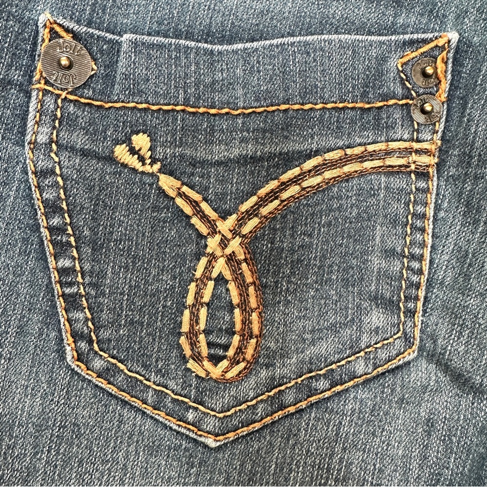 Faded Blue Skinny Jeans Embroidered Pockets Low Rise Stretch Denim Size 5 - Picture 3 of 6